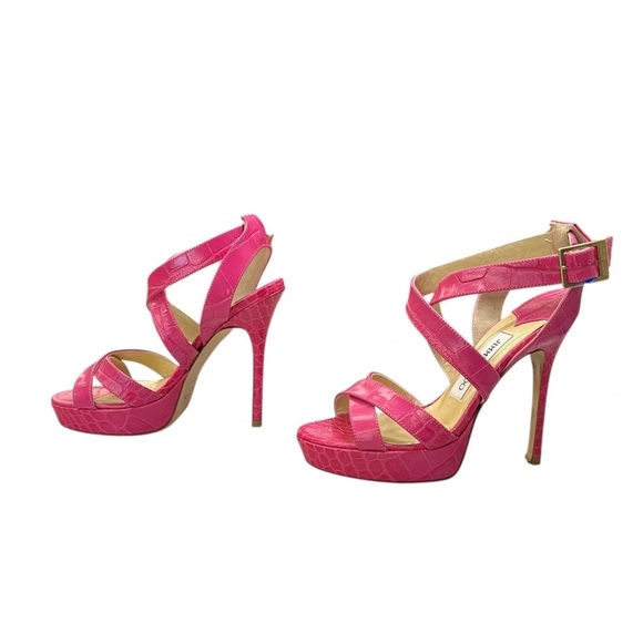 Jimmy Choo Vibrant Pink Strappy Heels - Picture 2 of 4